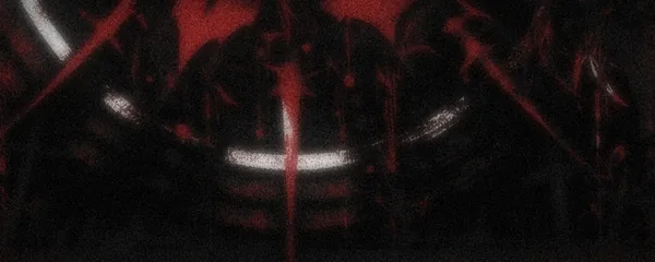 Red and black banner: red and black