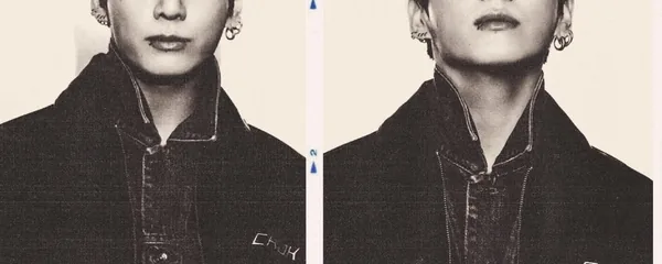 Jungkook banner: leather jacket and bruised
